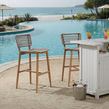 PURPLE LEAF Patio Counter Height Bar Stools Set of 2 Metal Bar Chairs with Back Wicker Woven Stools for Kitchen Island Pool Garden Outdoor Barstools