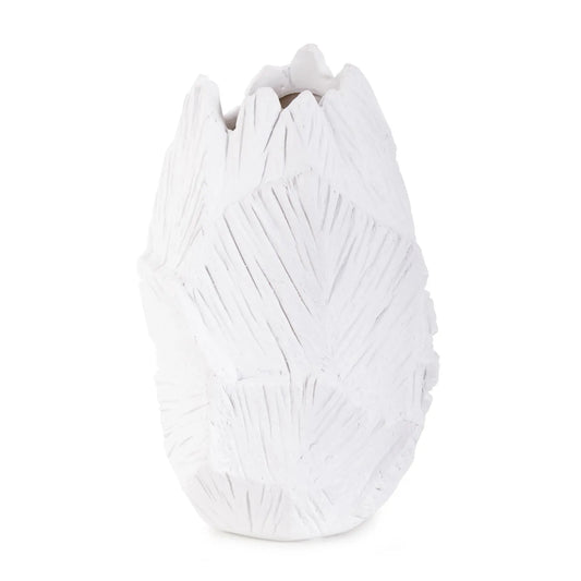 Abstract Elm Short Vase in White