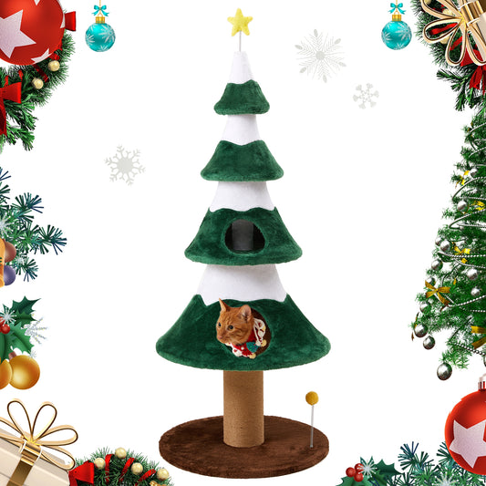 Christmas Tree Cat Tower For Cats, Multi-Level Cat Tree