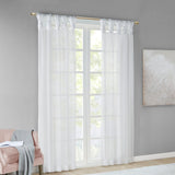 Twist Tab Top Sheer Window Curtain Pair (2), White