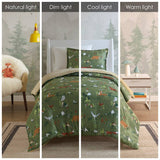 Wholesale Forest Animals 5-Piece Plush Reversible Comforter Set, Green