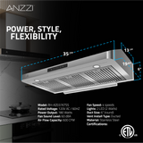 ANZZI 36-Inch 600 CFM 4-Speed Stainless Steel Under Cabinet Convertible Residential Range Hood with LED Lamp