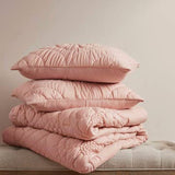 Puffy Floral Patterned Comforter Set, Pink