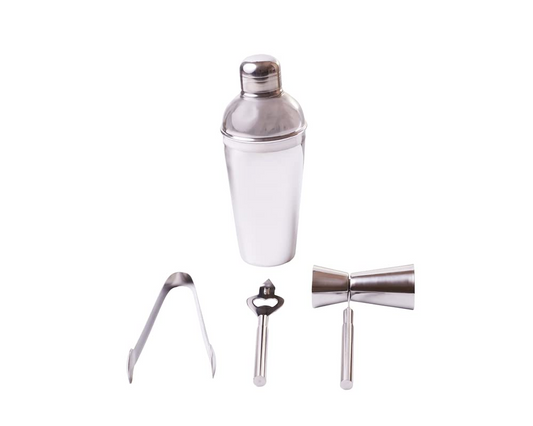 Stainless Steel Cocktail Shaker Bar Tool Set 4 Pc