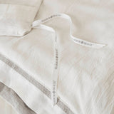 Refined Embroidered Linen Blend Duvet Cover Set, White/Gray