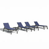 PURPLE LEAF Outdoor Aluminum Chaise Lounge with Wheels and Side Table for Outdoor Backyard Poolside