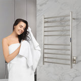 Bali Series 10-Bar Wall Mounted Electric Bathroom Towel Warmer Rack in Brushed Nickel Finish Stainless Steel