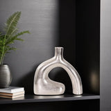 Shirin- Polished Silver Reverse Vase in Cast Aluminum- Short