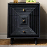 Black 3 Drawer Nightstand, Small Dresser Wooden Storage