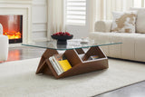 LORVIN 43" Tempered Glass Coffee Table
