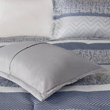 Jacquard Stripe Mosaic 7-Piece Comforter Set, Navy Blue