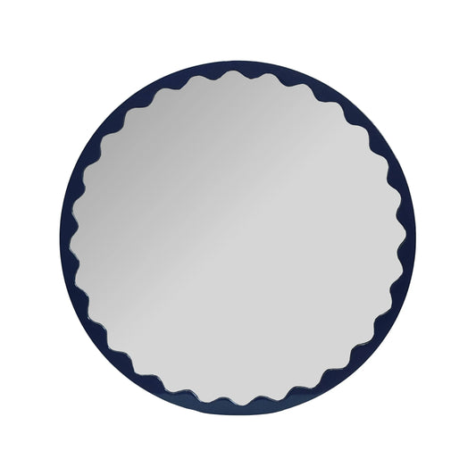 Santosh Round Glossy Navy Scalloped Mirror