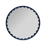Santosh Round Glossy Navy Scalloped Mirror