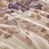 Watercolor Floral Comforter Set with Bed Sheets, Taupe