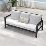 Aluminum Outdoor Patio Sofa, Water-Resistant 3-Seat Couch