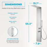 Collines Series 55 in. 2-Jetted Shower Tower with Heavy Rain Shower and Jets and Spray Wand