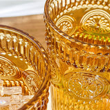 13 oz Vintage Textured Amber Glasses Set of 6