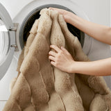 Faux Fur Velvet Throw Blanket 50x60", Tan