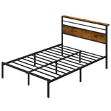 Twin/Full/Queen Bed Frame, Industrial Platform Bed Wood Head