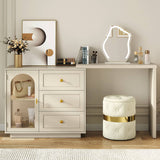 59” Large Extendable Makeup Vanity Desk, Corner Vanity Table
