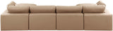 Comfy - 6 Piece Faux Leather Modular Double Chaise Sectional - Tan