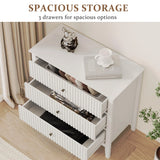 Large Fluted 3 Drawer Dresser, Modern Nightstand Cabinet