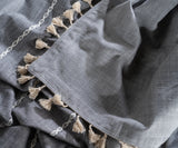 Gray Striped Tablecloth with Tassel