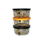 Dura Living Halloween Glass Storage Containers with Lids, 2 Cup Set Set of 6 (3 Containers + 3 Lids)