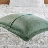 Wholesale Shaggy Faux Solid Fur Comforter Mini Set, Green/White