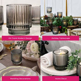 Ribbed Smoke Gray Glass Votive Holders Set of 6