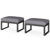 2 Pieces Aluminum Outdoor Patio Ottoman Set, Thick Cushion