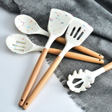 Colourful White Silicone Kitchen Utensils Set