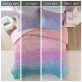 Ombre Shaggy Faux Fur Comforter Set Ombre, Purple
