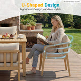 6-Person All Weather Acacia Wood Outdoor Dining Set with Water-Resistant Cushions and Umbrella Hole