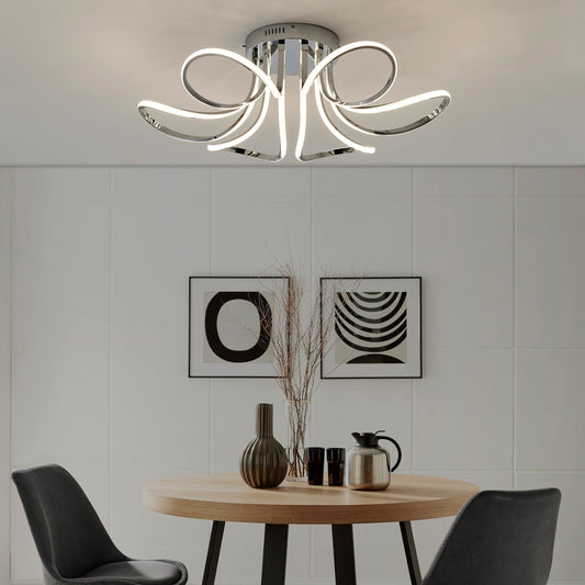 6 Petal Flower Dimmable LED Flush Mount Lamp // Chrome