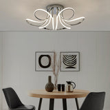 6 Petal Flower Dimmable LED Flush Mount Lamp // Chrome