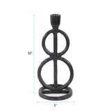 Double Circle Arman Aluminum Candlestick in Black