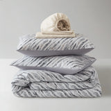 Modern Stripe Microfiber Comforter Set with Sheets, Grey