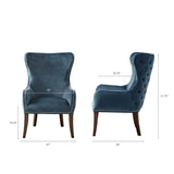 Wholesale Button Tufted Back Winged Track Arms Accent Chair, Blue