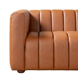 Elrosa Channel Tufted Cognac Vegan Leather Sofa