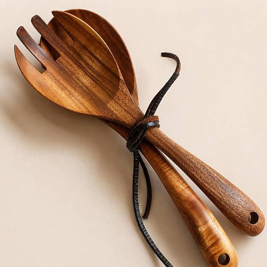 Acacia Wood Salad Spoon and Fork Serving Set