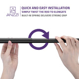 ANZZI Heavy Duty Adjustable Tension Rod (33" to 55" Range), No Drilling Required, Anti-Slip Rubber Ends, Stainless Steel Hooks Included