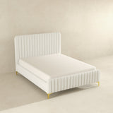 Valery Queen Size Cream Boucle Platform Bed