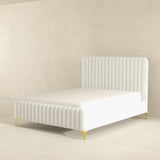 Valery Queen Size Cream Boucle Platform Bed
