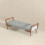 Cora Mid Century Modern Grey Fabric Bench