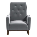 Demetrius Light Grey Fabric Solid Wood Rocking Chair