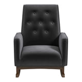 Demetrius Dark Grey Fabric Solid Wood Rocking Chair