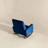 Demetrius Dark Blue Velvet Solid Wood Rocking Chair