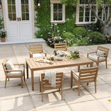 Alcudia Rectangular Patio Dining Table with 6 Classic Stationary Armchairs