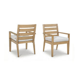 Alcudia Aluminum Patio Dining Chairs Set of 2 with Hand-Brushed Oak Finish